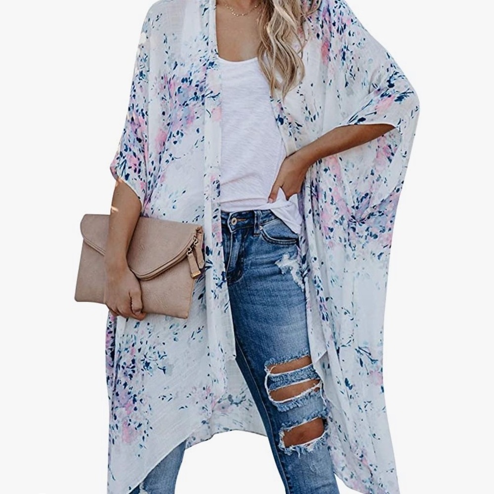 Floral print kimono